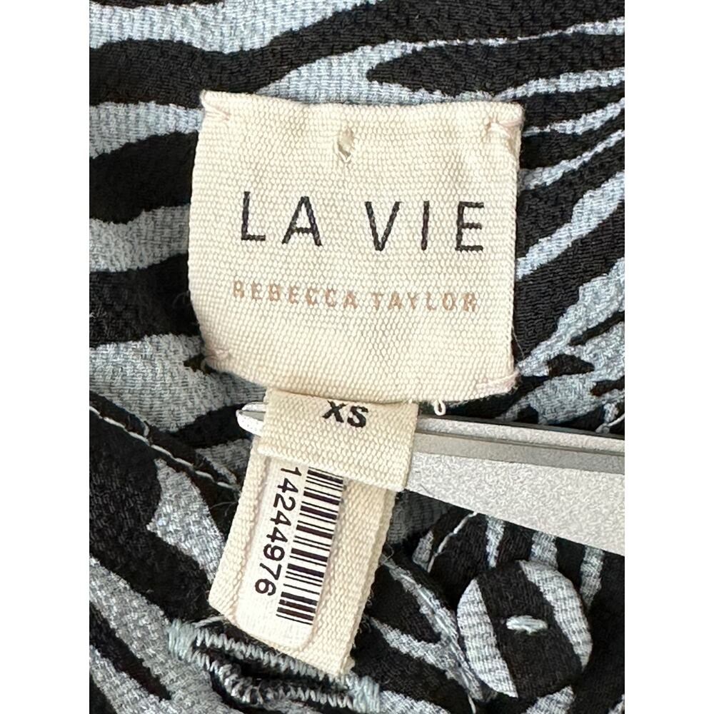 Rebecca Taylor Black and White Zebra Print Button Down Shirt - Picture 6 of 9